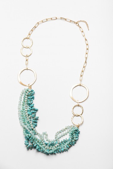 Collar acero y turquesas