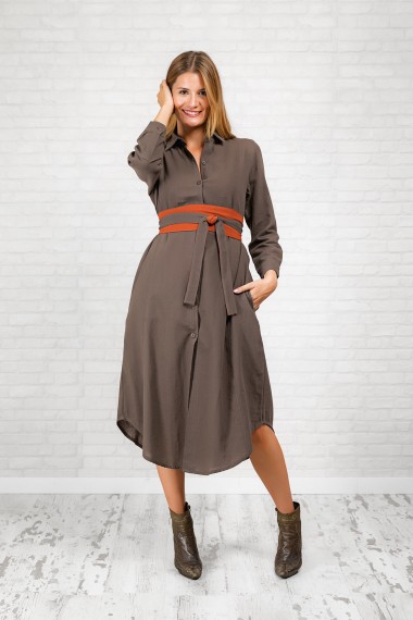 Vestido Camisero Chocolate Yute Sadar de Dando un Paseo